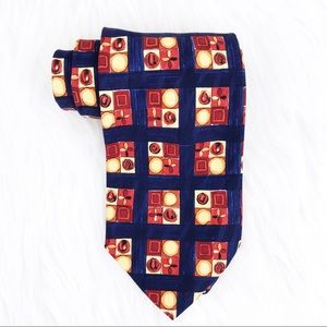 😊4/$20 Nicola Ferri Blue Red Checkered Window Silk Tie